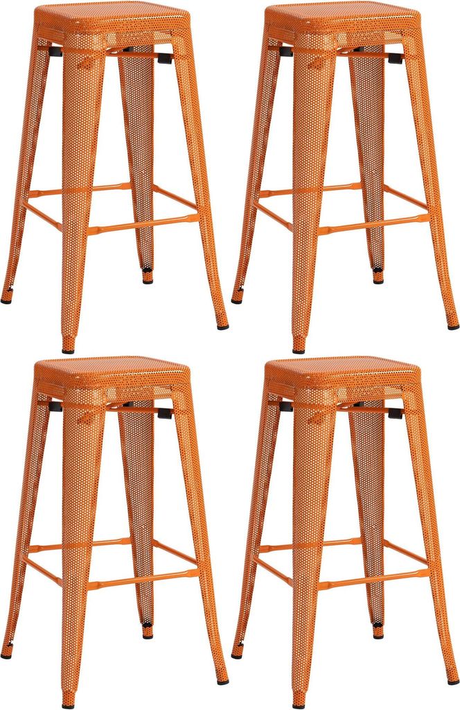 Kovová barová židle Fletcher (SET 4 ks) - Oranžová Obrázek produktu 