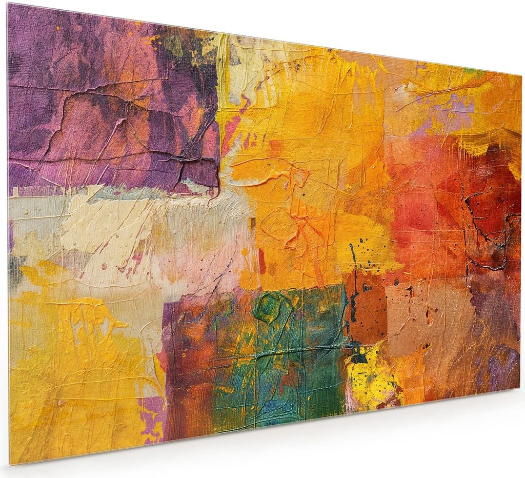 Küchenrückwand Spritzschutz Glas mit Motiv Farbenfrohe Leinwand 40 x 40 cm