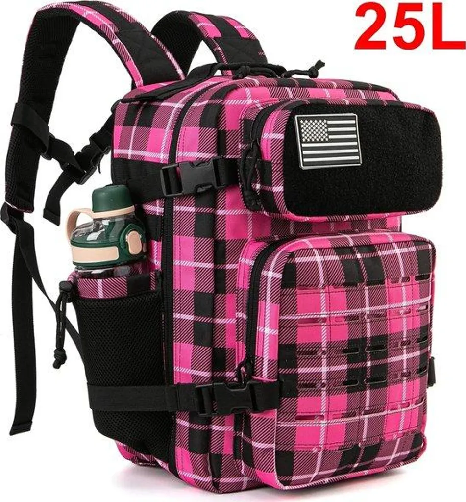 Sac à Dos Tactique Rose 25L Molle Idéal pour École, Sport et Randonnée