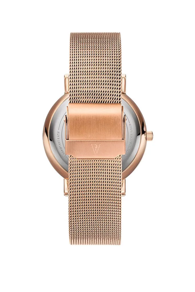 Montre Femme Paul Valentine White Marble Rose Gold Mesh 38mm PV381011