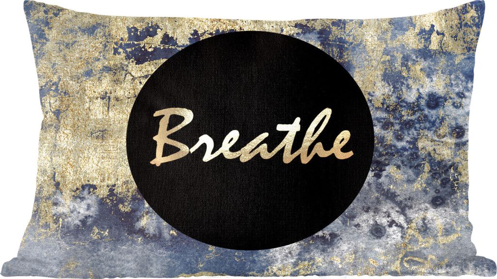 MuchoWow Zierkissen Sofakissen Wohnzimmer Dekokissen 60x40 cm Zitat - Zen - Gold - Kopfkissen - Polster mit Foto