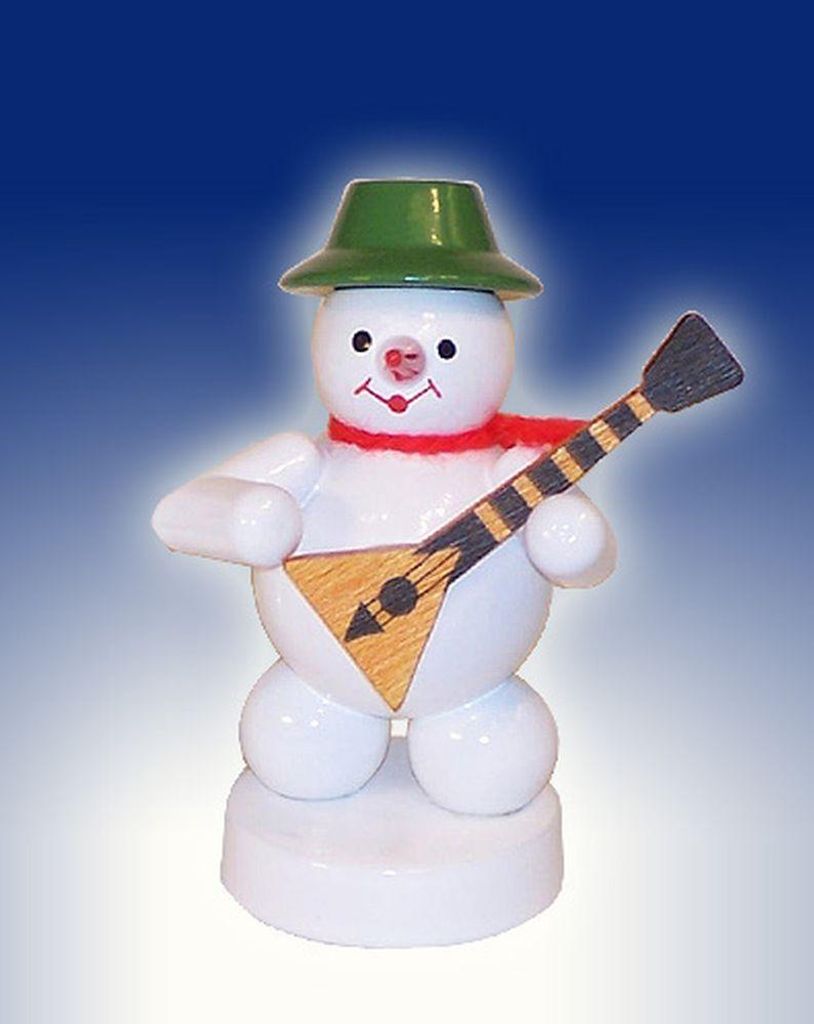Schneemann Musikant mit Balalaika (8cm) von Zenker Volkskunst