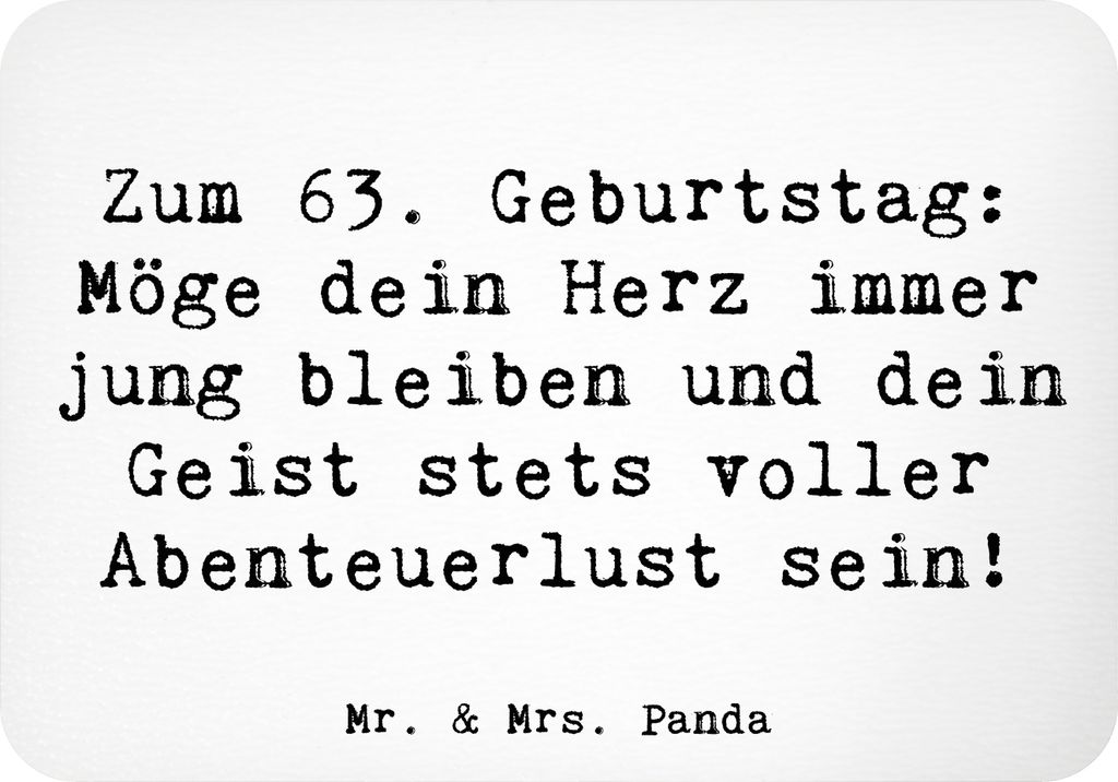 Mr. & Mrs. Panda Kühlschrankmagnet Spruch 63. Geburtstag Jugendlicher Geist - Weiß - Geschenk, Zuversicht, besonderer, whiteboardmagnet, Happy Bi...