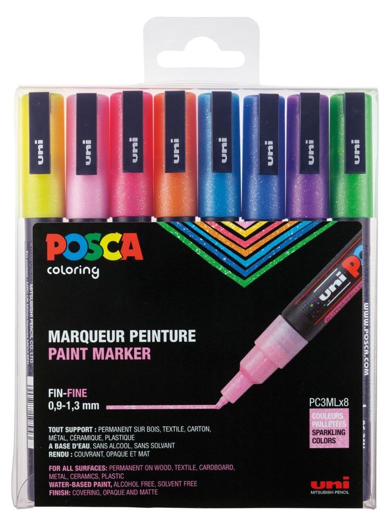 Uni-Ball POSCA PC-3M Multicolore 8 pz Immagine del prodotto 