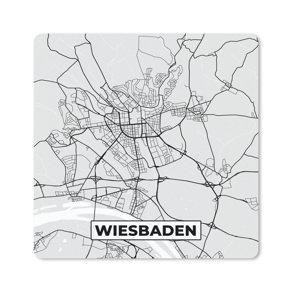MuchoWow Mauspad Mousepad Karte - Stadtplan - Deutschland - Wiesbaden - Karte 30x30 cm - Mousepads - Maus Mat - Pad - Mausunterlage - Gaming