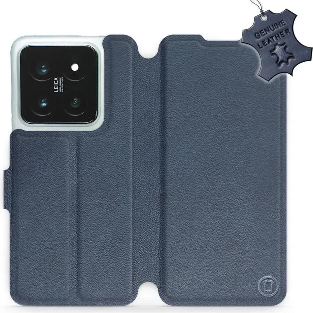 Echtleder Handyhülle für Xiaomi 14 Pro, Mobiwear Leather, Dunkelblau