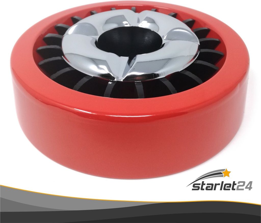 Starlet24 Windaschenbecher ROT Gluttöter rund flach - stabiler Metall-Kunststoff-Aschenbecher für draußen & drinnen, spülmaschinenfest, Ø 14 cm