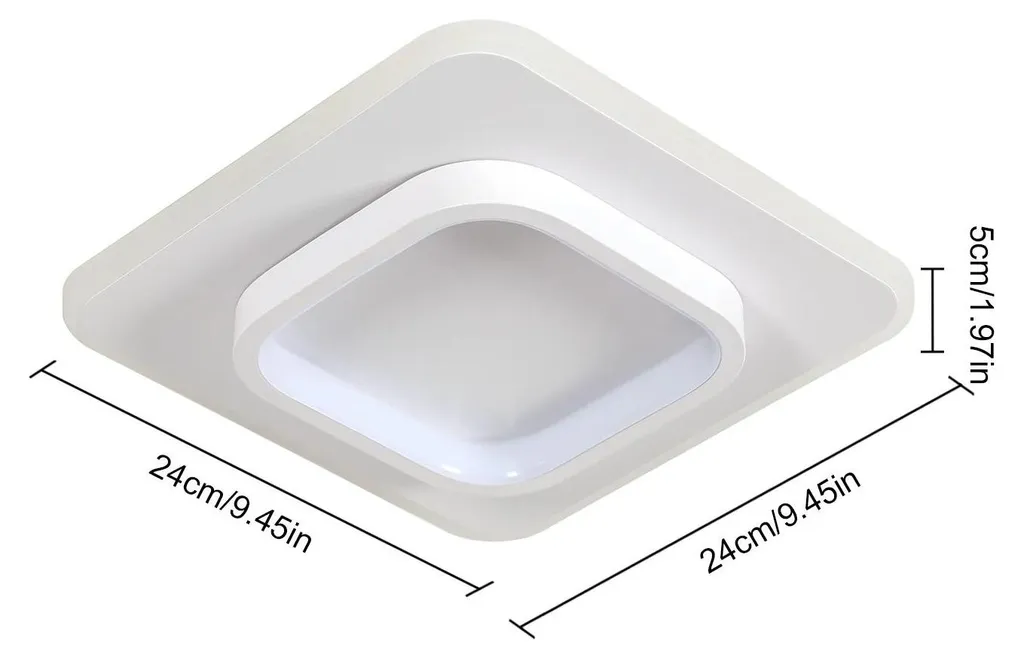 Plafonnier LED Tri-Couleur 3000K-6500K - Finition Acrylique et Métal 24W
