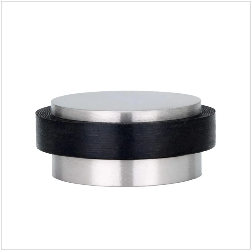 Arrêt de porte autocollant en inox et silicone noir mat - Lot I-163