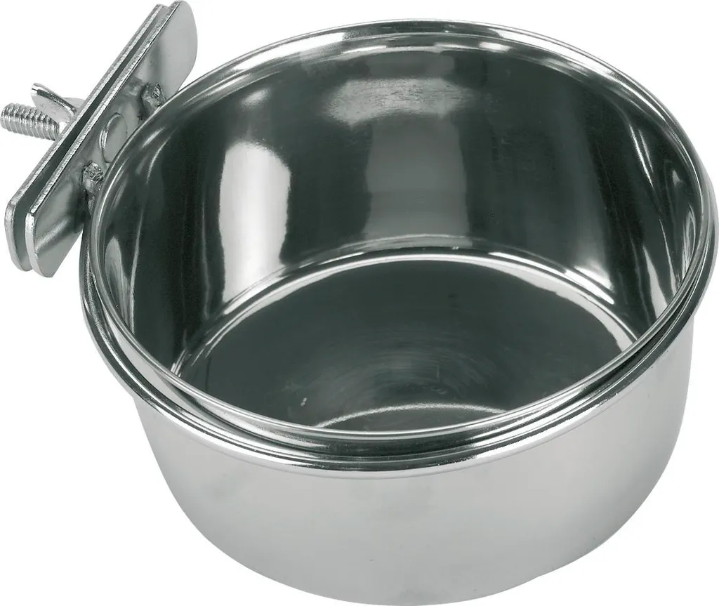 Gamelle inox anti-renversement 300 ml fixation sécurisée pour cage