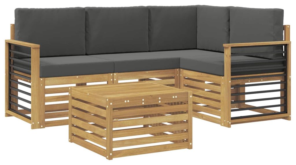 vidaXL Outdoor-Sofagarnitur 5 pcs Weiß und Anthrazit 59 x 59 x 37 cm