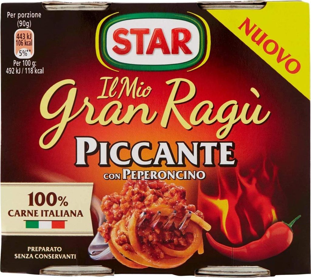 Star Il mio Gran ragu Piccante tomatensauce 8 x 180g sauce Tomatensuppe