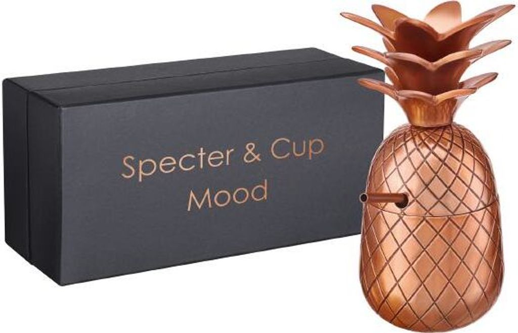 Mood Bronze - Ananas - Cocktail Becher 300ml mit Deckel und Produktbild 