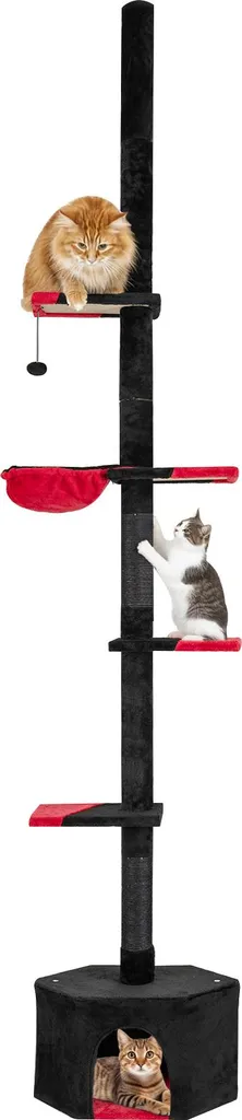 Arbre à chat à 5 niveaux avec poteau griffoir en sisal, hauteur modulable