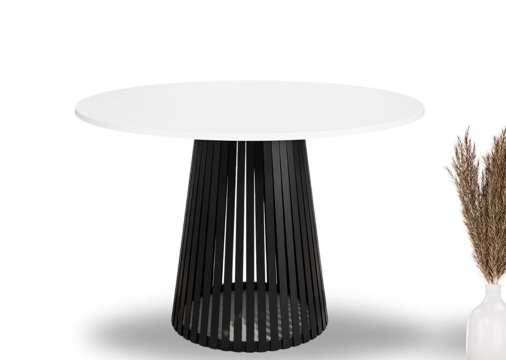 Runder Tisch Viero 90 cm – Weiß mit schwarzem Gestell | Modern & robust