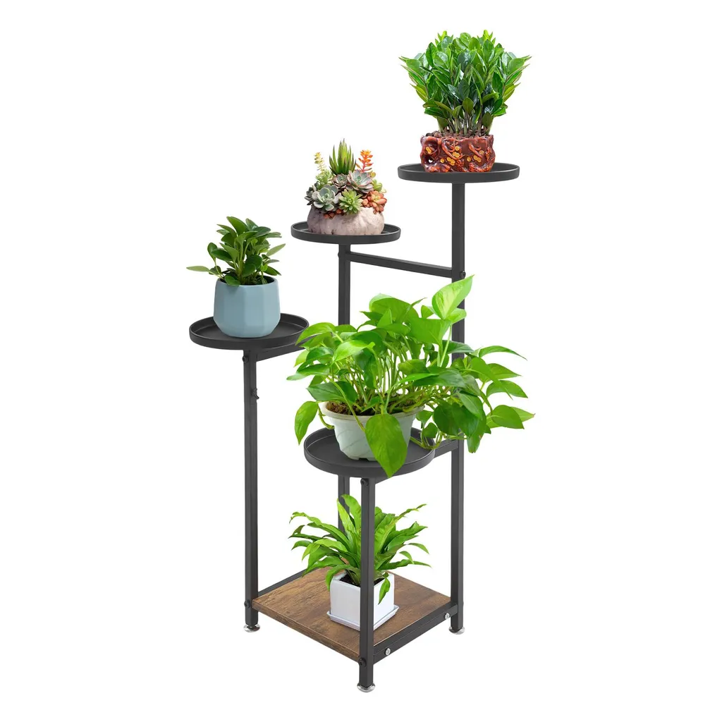 Support plantes noir 5 niveaux métal résistant pour pots de fleurs - 11