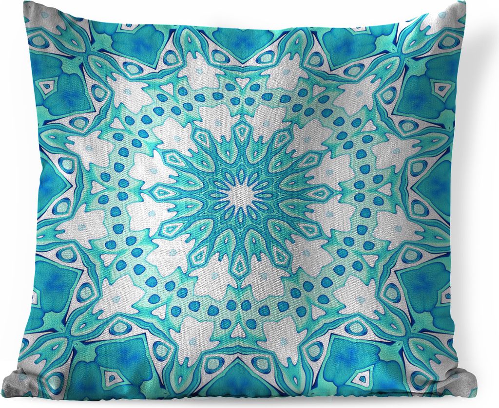 MuchoWow Zierkissen Sofakissen Wohnzimmer Dekokissen 40x40 cm Buntes nahtloses Mosaikmuster auf hellblau und grün - Foto Kissen - Schlafzimmer D...