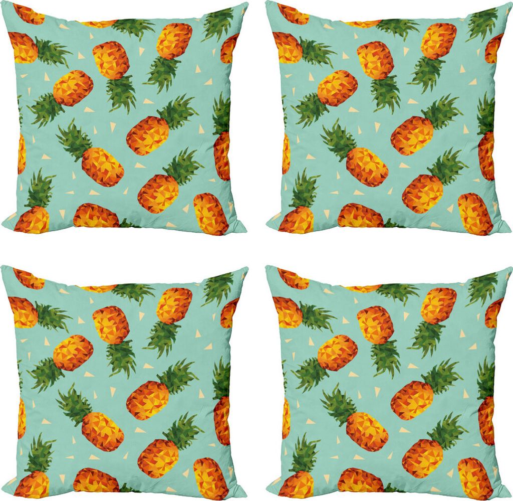 ABAKUHAUS Retro Kissenbezug Set (4 Stück), Vintage Strand-Sommer, Moderner Doppelseitiger Digitaldruck, 50 cm x 50 cm, Olivgrün Seafoam