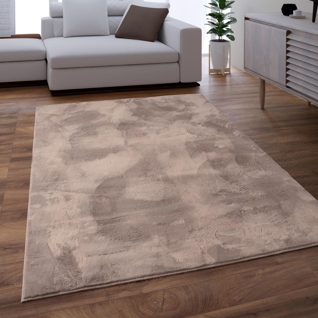 Teppich Wohnzimmer Kunstfell Shaggy Hochflor Waschbar In Waschmaschine Soft Uni Beige Taupe Grösse 120x170 cm