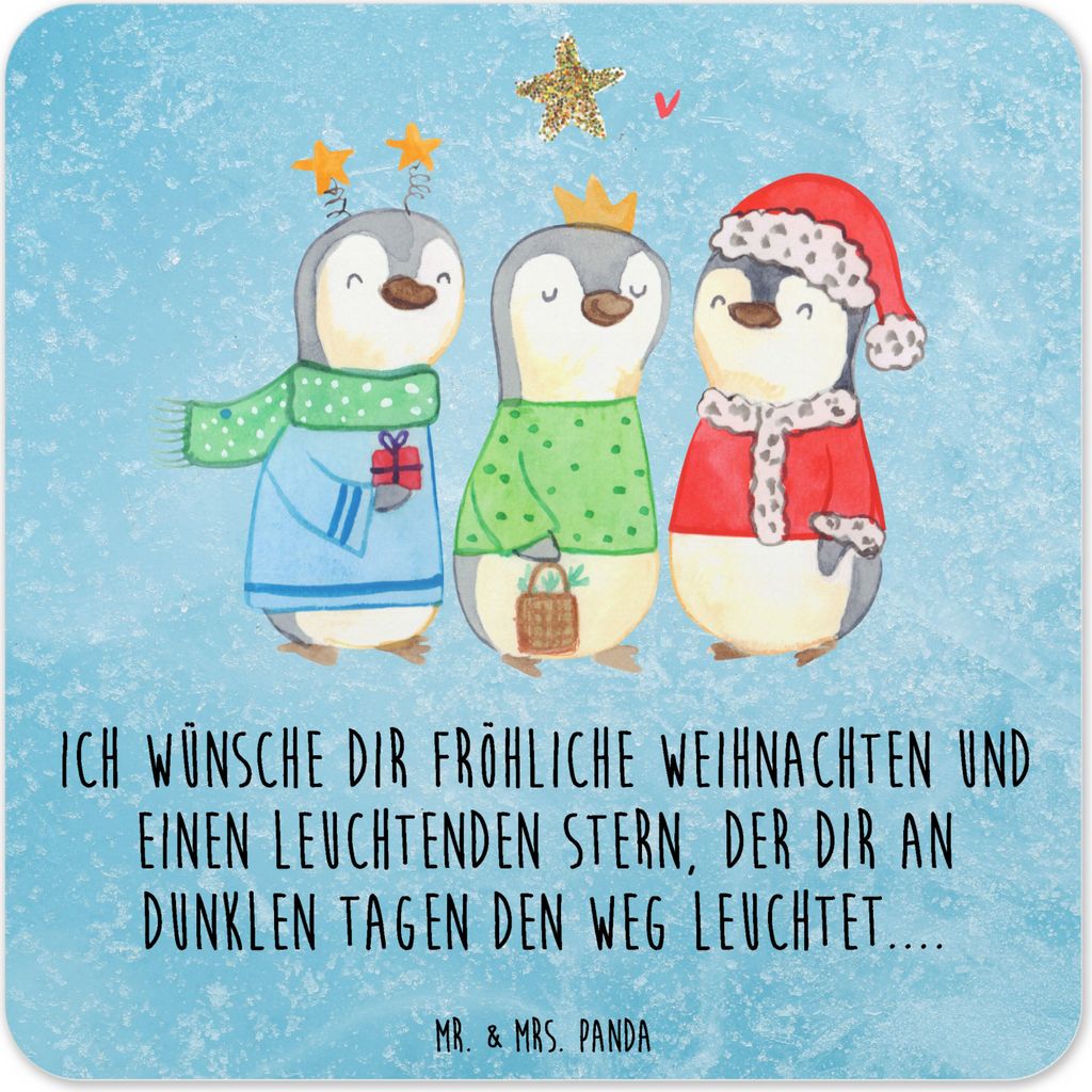 Mr. & Mrs. Panda Tischuntersetzer Winterzeit Heilige drei Könige 10er Set - Eisblau - Geschenk, Tassen-Untersetzer, Weihnachten, Untersetzer Tisch...
