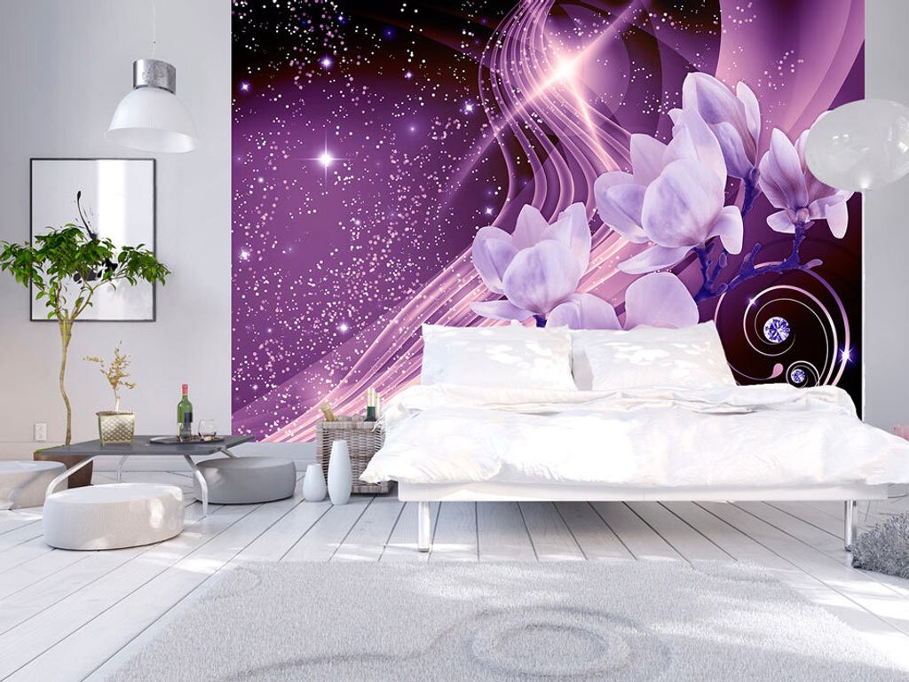 Vlies Fototapete Blumen Magnolien 400x280 cm Tapeten Wandtapete XXL Abstrakt Blitz Diamant Violett b-A-0237-a-d