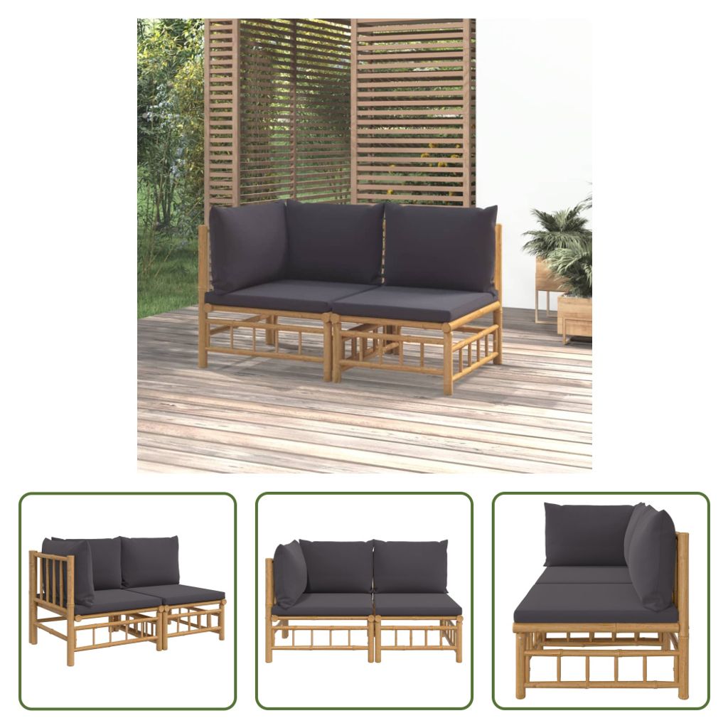 The Living Store 2-tlg. Garten-Lounge-Set mit Dunkelgrauen Produktbild 