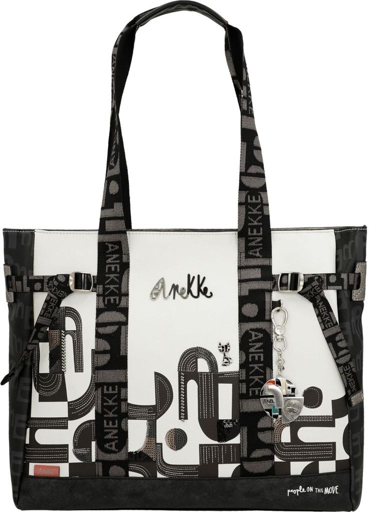 Anekke Schultertasche Peace & Love Nature Sixties Shopping Bag Black & White weiß