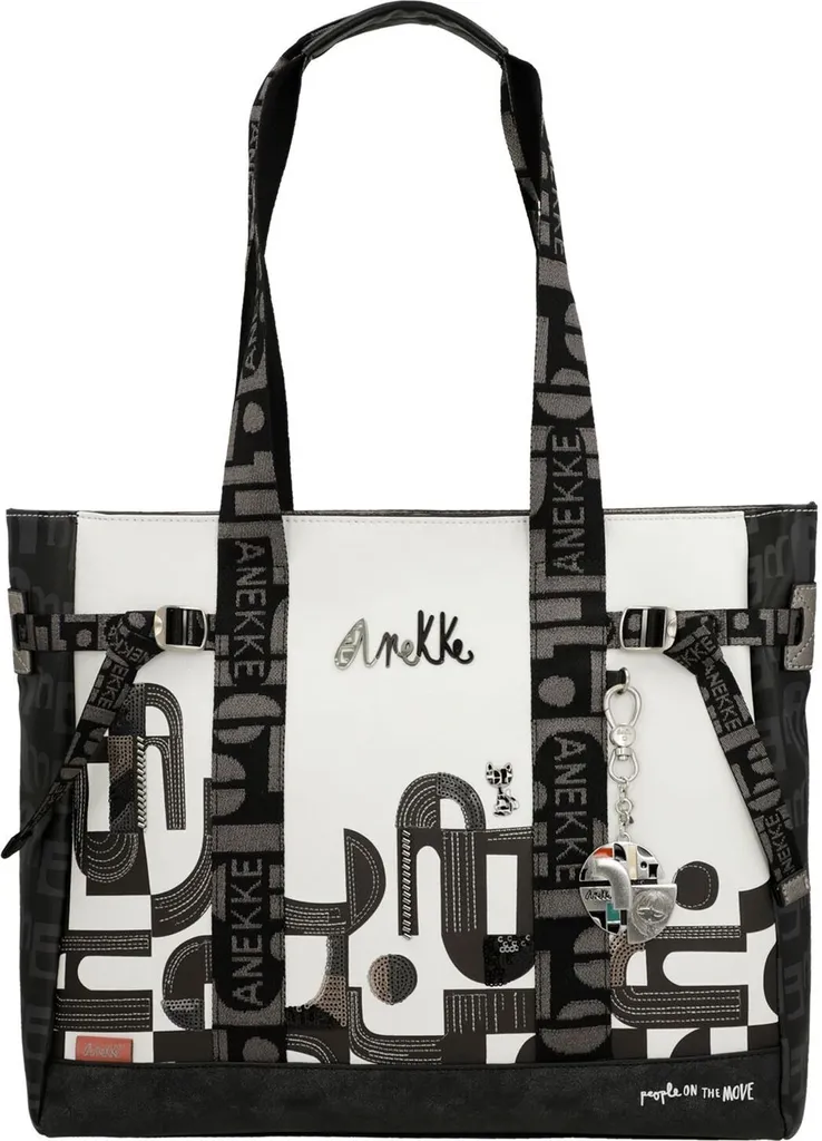 Anekke Peace & Love Nature Sixties Shopping Bag Black & White Bianco