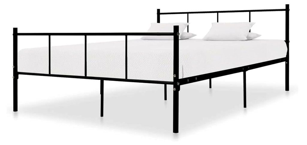 Bettgestell ohne Matratze, schwarzes Metall, 140 x 200 cm