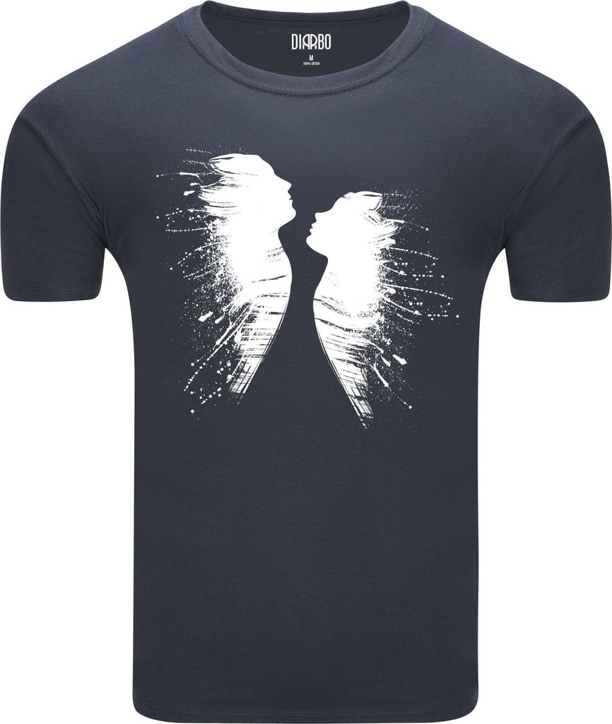 Diarbo Herren T-Shirt mit Künstlerischem Druck Mann und Frau Dunkelgrau Gr.S