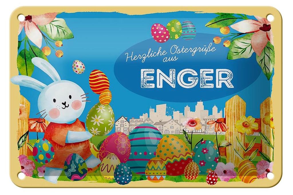 Blechschild Ostern Ostergrüße 18x12cm ENGER Geschenk Deko