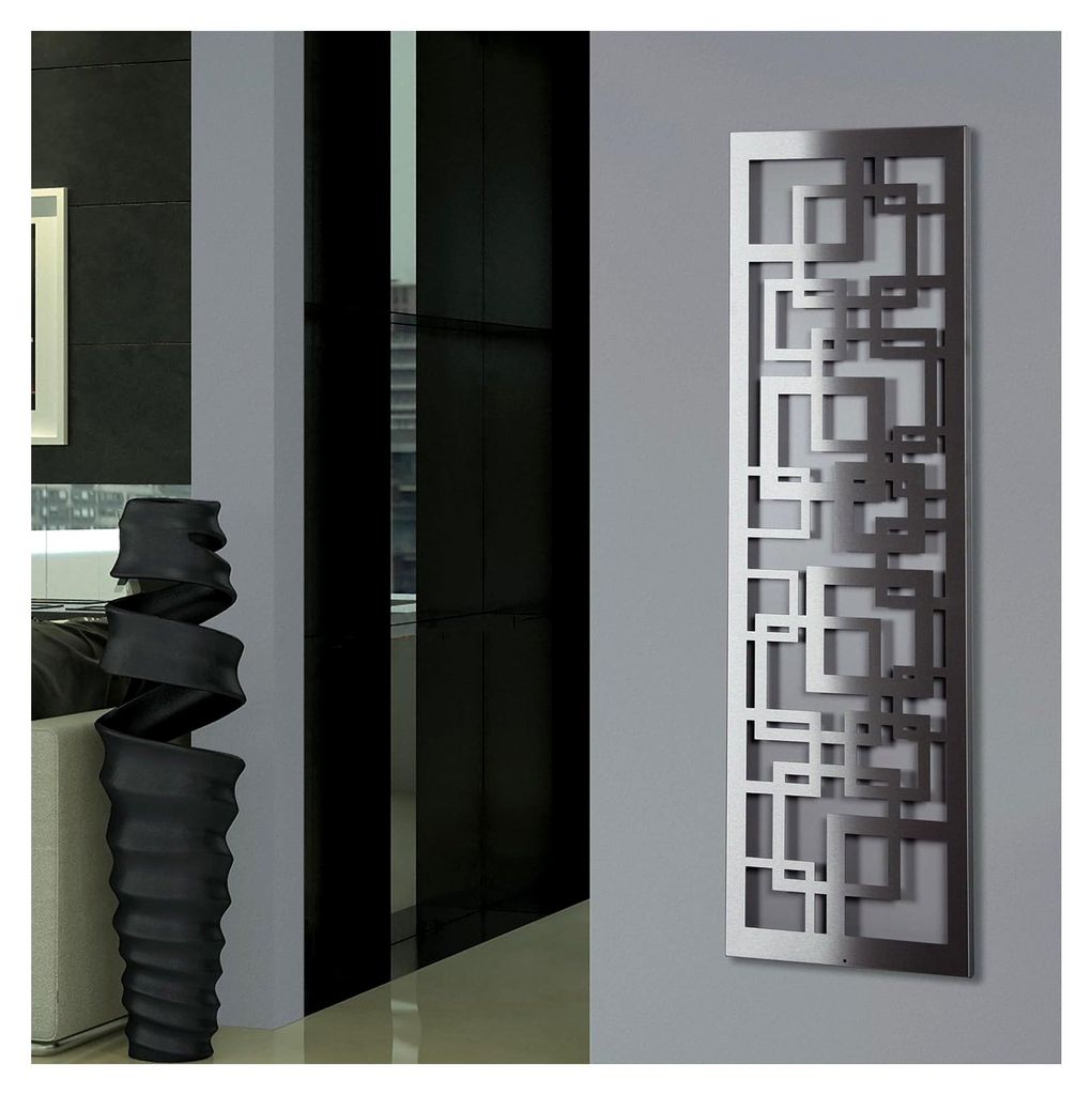 Wandgarderobe Design Quadrat, 140x40x2 cm, Edelstahl mattiert
