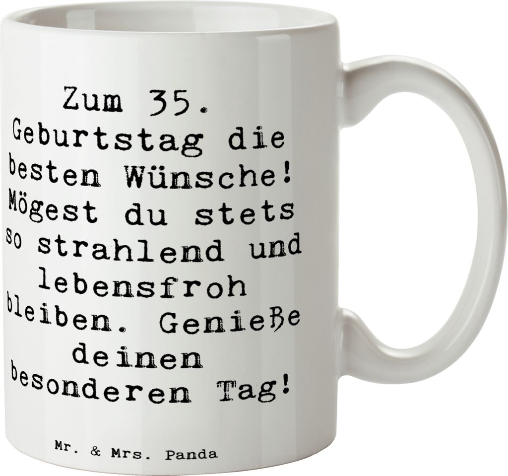 Mr. & Mrs. Panda Kaffeetasse Spruch 35. Geburtstag Glückwünsche - Weiß - Geschenk, Happy Birthday, Becher, besondere Momente teilen, Kaffeebeche...