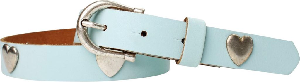 FRONHOFER süßer Kindergürtel mit Herznieten, echt Leder, 2,5 cm, silber