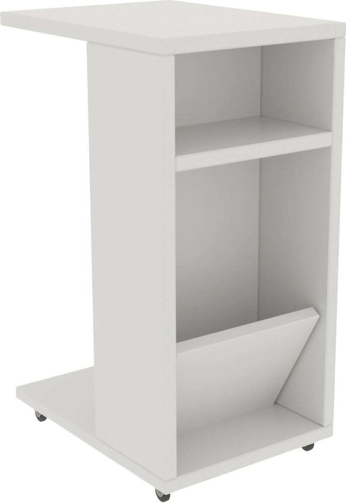 Wohnzimmertisch Belel, Niedriger Wohnzimmertisch, Kaffeeregal, Couchtisch für Sofa, 30x40h63 cm, Weiß