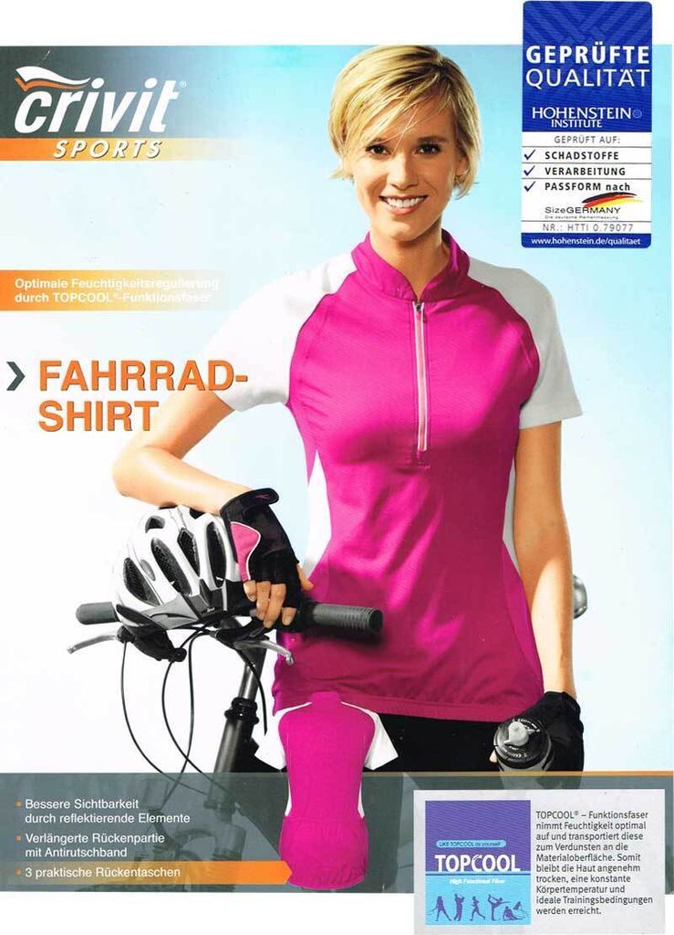Crivit Sports Damen Fahrrad Shirt 79077 Rosa M [40/42] Produktbild 