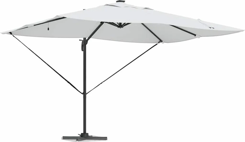Grand parasol de jardin sable 352 x 251 cm avec mât excentré orientable