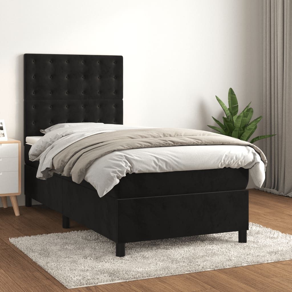 "2026 Promotion" Boxspringbett mit Matratze - Schwarz - 90x200 cm - Samt - Polsterbett CC8724