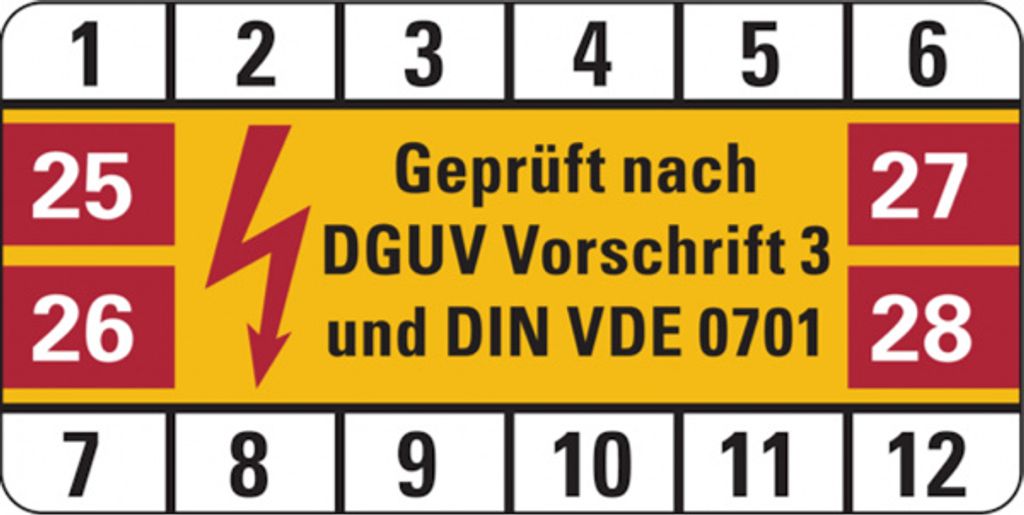Dreifke Aufkleber Prüfplakette, DGUV Vorschrift 3 & DIN VDE 0701, Folie, 25x...