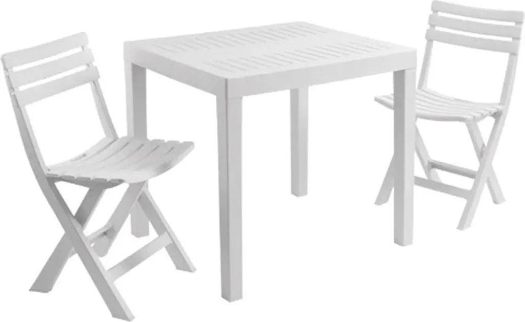 Set de jardin résistant aux intempéries table blanche et chaises duo