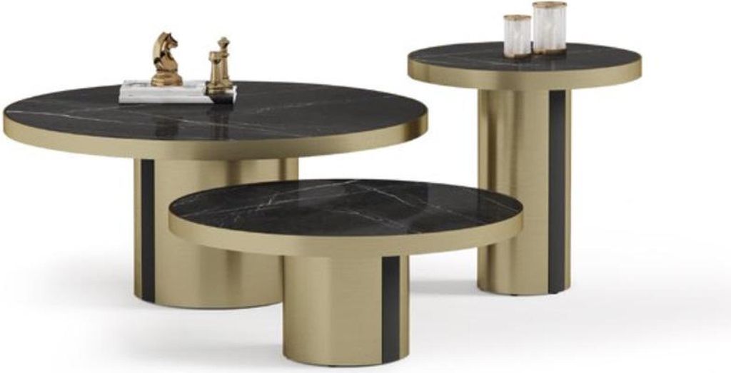 Luxus Couchtisch Set 3x Rundtische Moderne Wohnzimmer Beistelltische