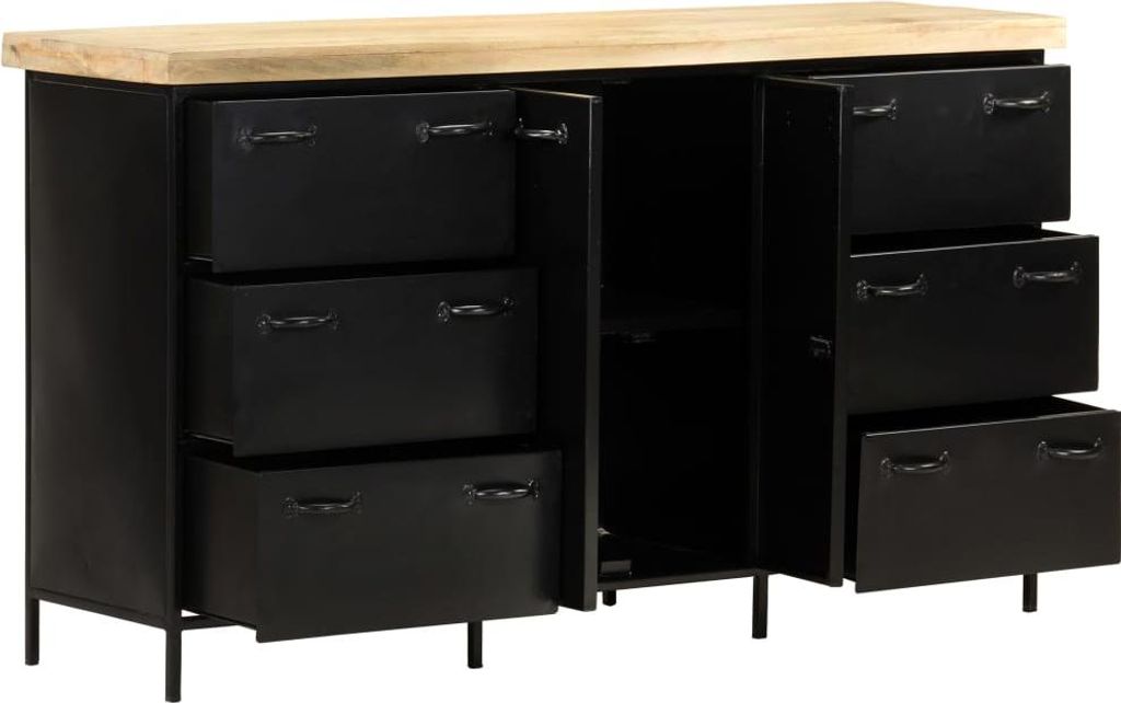 vidaXL Sideboard 140x38x76 cm Raues Mangoholz Produktbild 