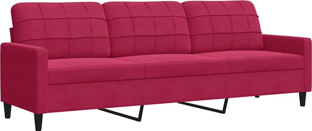 Canapé 3 places velours rouge 210 cm vidaXL - Durable et élégant