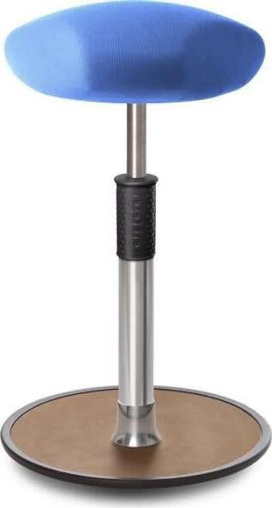 Sitz- Stehhocker Free Tall Triangel Gestrick Hellblau Chrom /Natur.