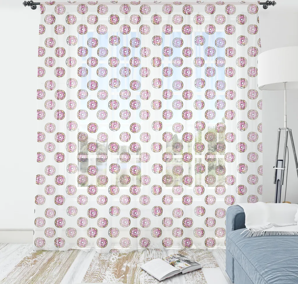 Tenture Murale Satinée Décoration Pâtisserie 135x274cm Rose et Brun
