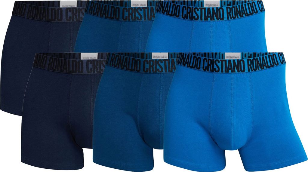CR7 Herren Boxer Shorts, 6er Pack - Trunks, Organic Baumwolle Stretch Blau M