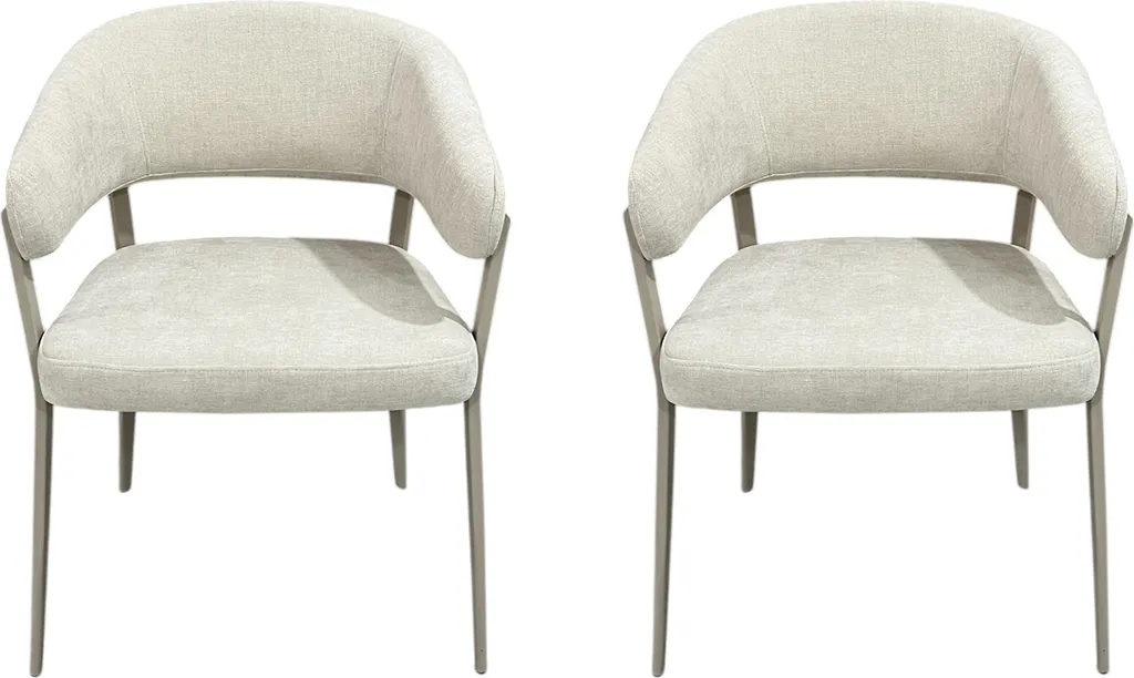 Lot de 2 Fauteuils Emilia Beige - Chaises de Table au Design Scandinave