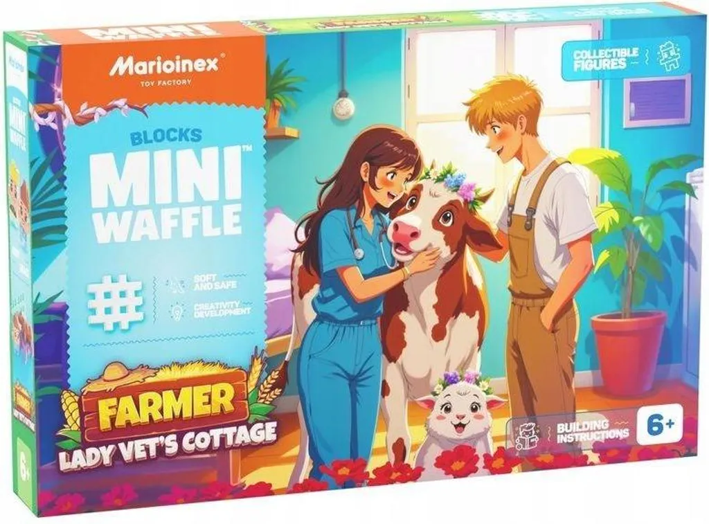 Jeu de construction Waffle Farmer de 100 pièces souples Marioinex