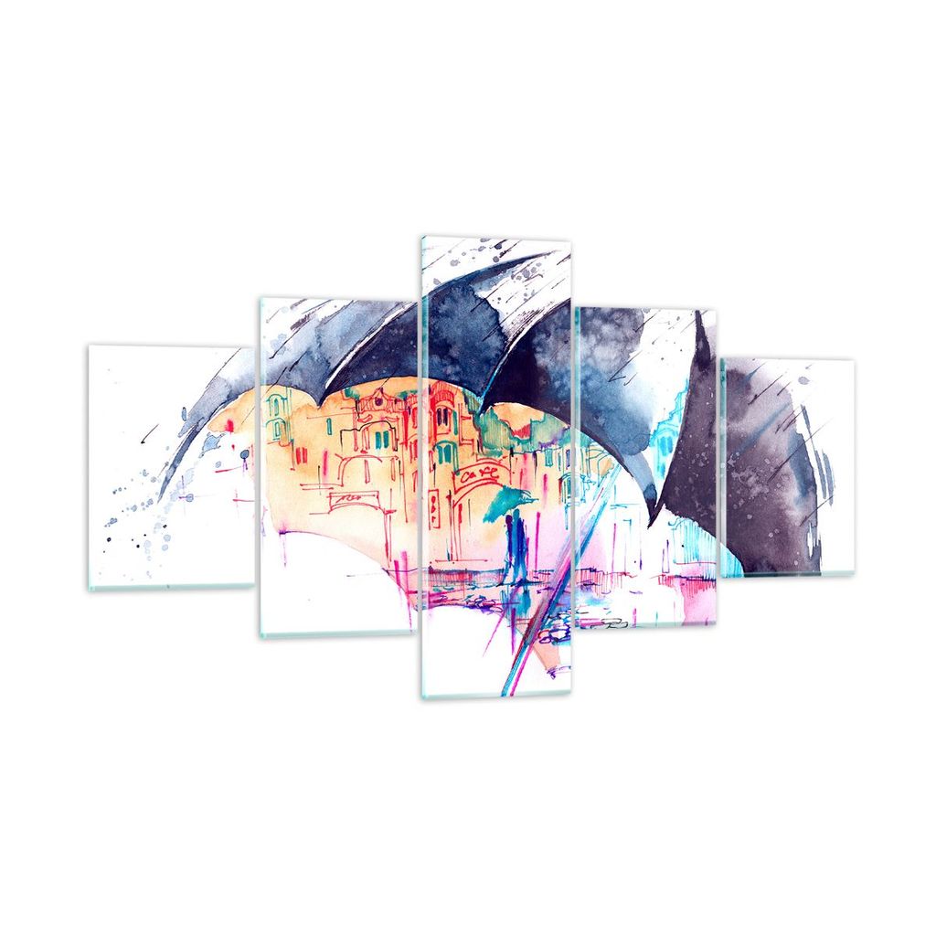 Bilder auf glas - Regenschirm Regen Regentropfen nass - 125x70cm - Glasbilder - Wandbilder - Kunstdruck - Wanddekoration aus Glas - Glas Bilder - W...