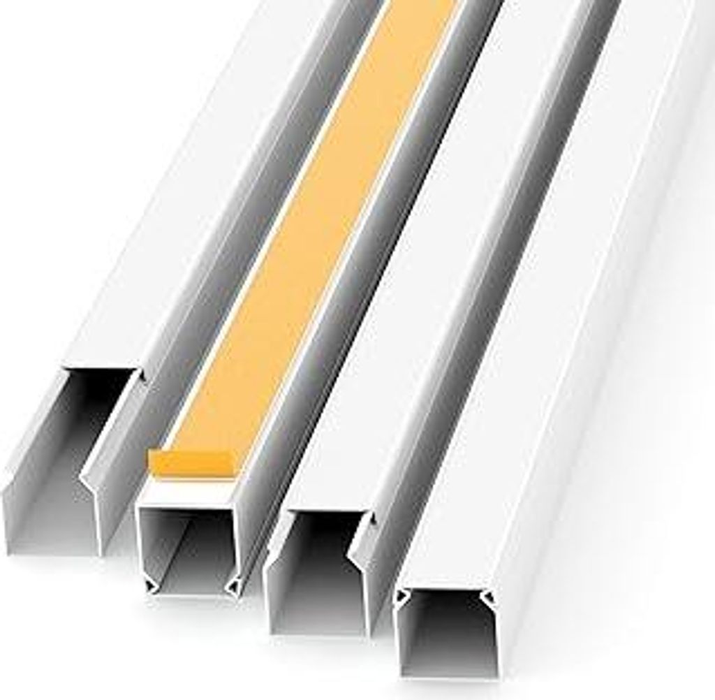 Kabelkanal Selbstklebend Weiss 1m (10 Stk. - 12x12mm klein) - 10m Kabelkanäle mit Schaumklebeband fertig für Montage an der Wand - 12x12mm